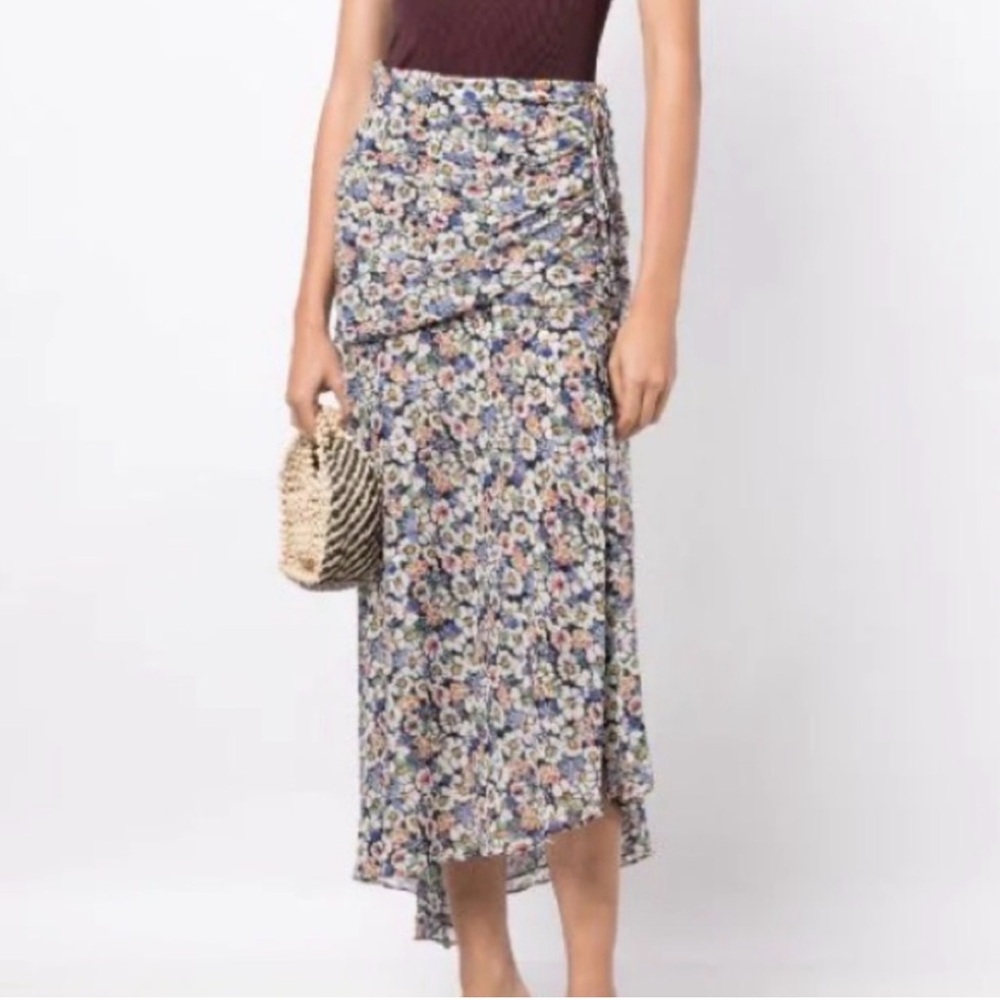 Veronica Beard Lucien Silk Floral Midi-Skirt Size 0